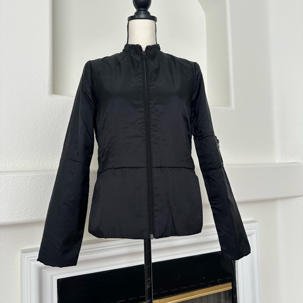 Halogen Women's Black Windbreaker Mock Neck Puffer Jacket Size M